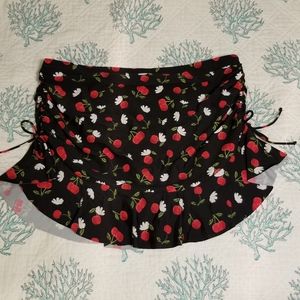 Torrid Cherry High Waist Swim Skirt Ties